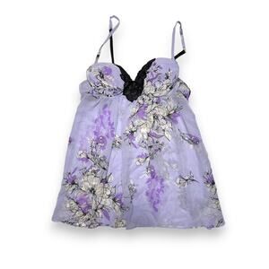 APT 9 Intimates Floral Purple Lace Babydoll Lingerie Womens Medium